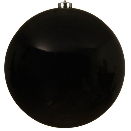2x Grote raam/deur/kerstboom decoratie zwarte kerstballen 20 cm glans