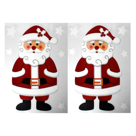 2x Christmas window decoration stickers Santa 28,5 x 40 cm