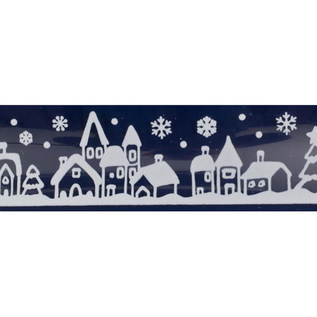 2x Witte kerst raamstickers witte stad met huizen 12,5 x 58,5 cm