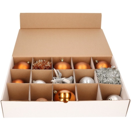 2x Kerstversiering opbergen dozen met deksel voor 10 en 6 cm Kerstballen
