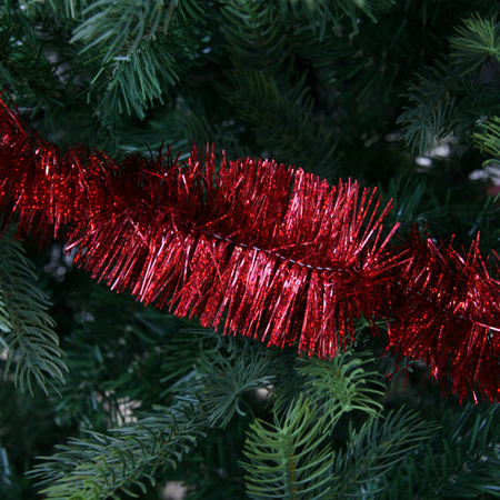 2x Rode glitter kerstboomslinger 270 cm