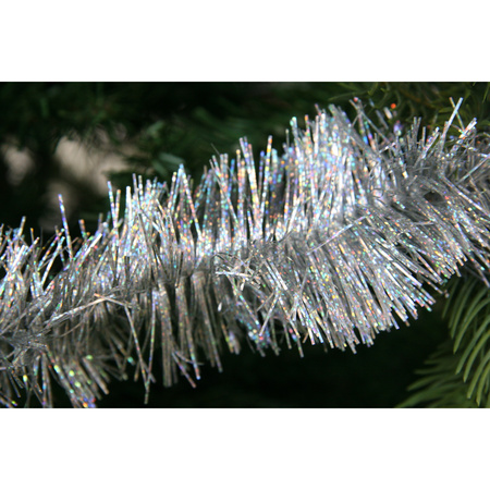 2x Zilveren glitter kerstboomslinger 270 cm