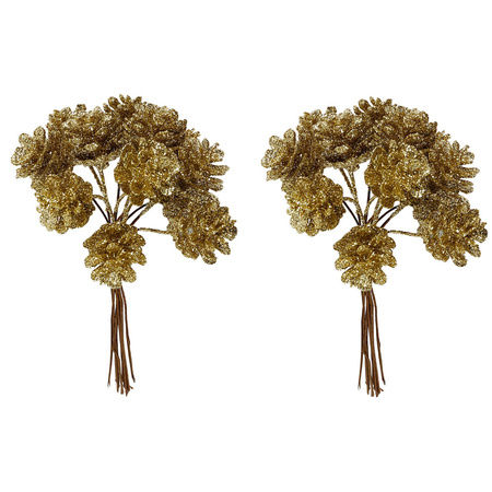 2x piece of 12x gold pinecones decorations for christmas floral piece