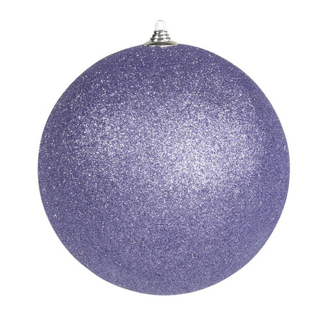 2x Paarse grote kerstballen met glitter kunststof 13,5 cm