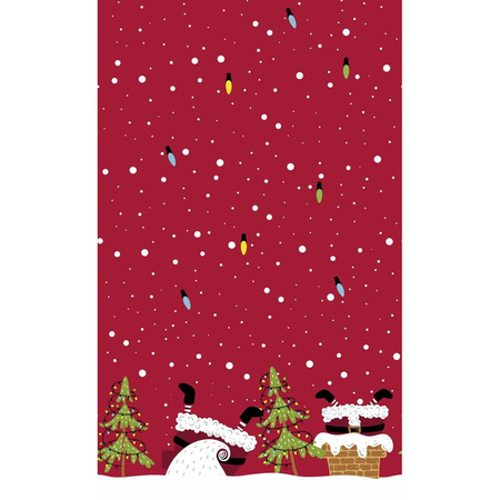 2x Christmas theme tabecloths red with santa 138 x 220 cm