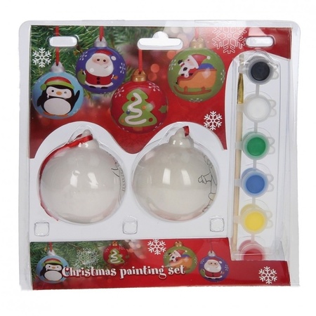 2x stuks zelf Kerstballen beschilderen sets