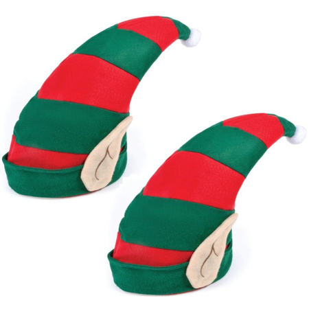 2x stuks kerst Elfen mutsen/hoedjes met oren voor volwassenen