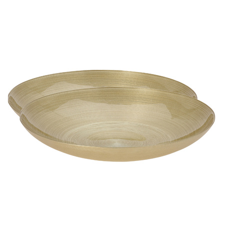 2x pieces glass decoration/fruit bowls gold round D40 cm