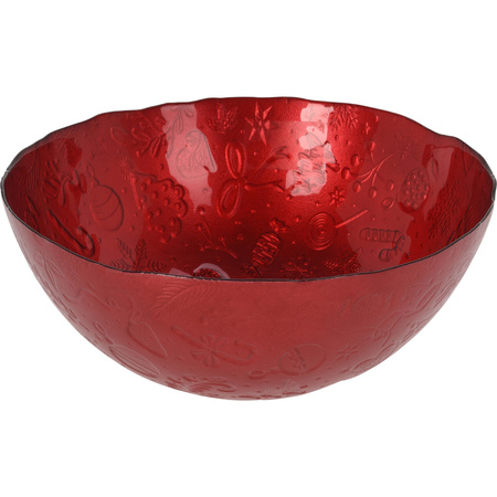 2x stuks glazen decoratie schalen/fruitschalen rood  rond D28 x H11,5 cm