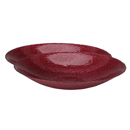 2x pieces glass decoration/fruit bowls red round D40 x H7 cm