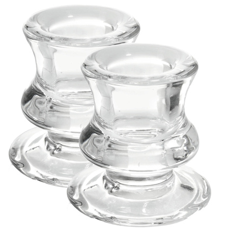 2x pieces glass diner candle holders 6 cm