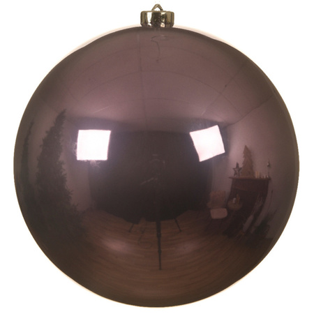 2x stuks grote kunststof kerstballen lila paars 14 cm glans
