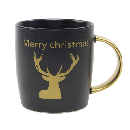 2x pcs christmas mugs black/gold Merry Christmas 350 ml