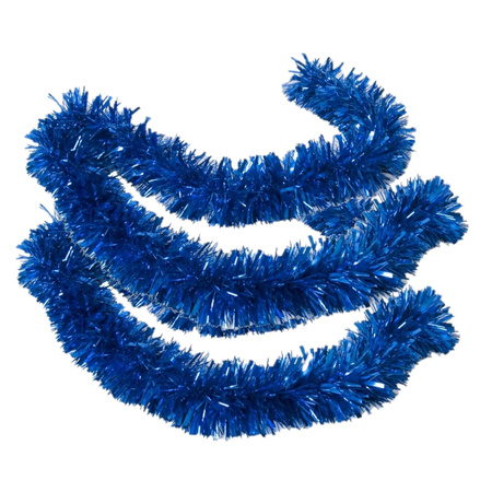 2x stuks kerstboom folie slingers/lametta guirlandes van 180 x 12 cm in de kleur glitter blauw