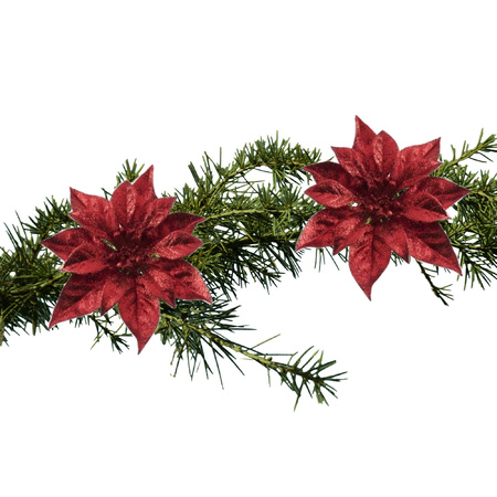 2x pcs christmas tree decoration flowers red 18 cm