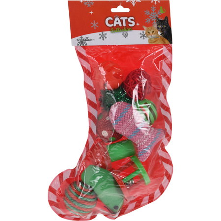 2x pieces christmas gift for cats stocking with toys