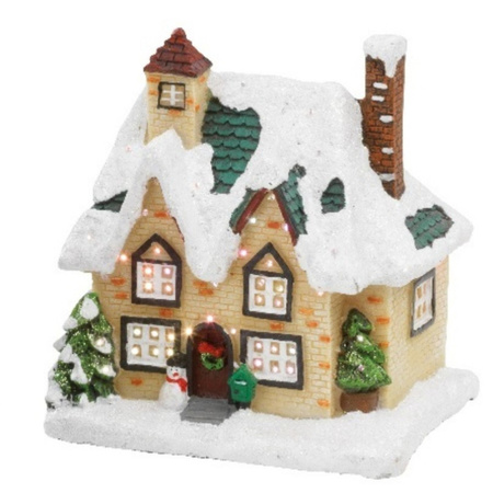 2x pieces christmas village houses with lights 9 x 11 x 12,5 cm