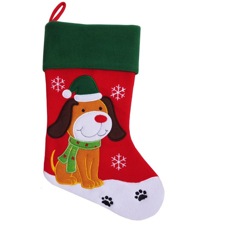 2x pieces dogs christmas stockings 45 cm