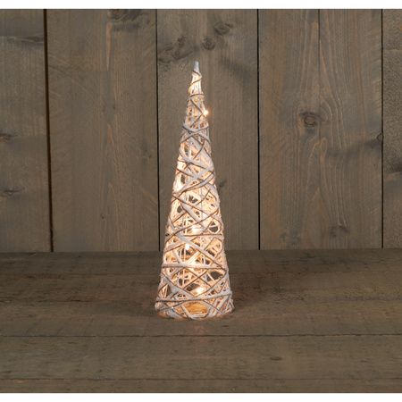 2x pieces christmas decoration cone shape tree glitter lamp 40 cm with 10 warm white lights