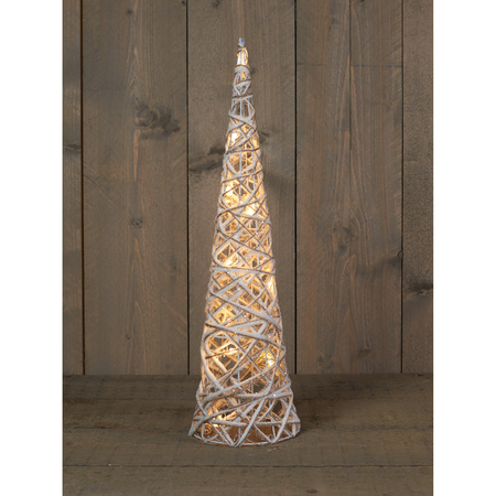 2x pieces christmas decoration cone shape tree glitter lamp 60 cm with 15 warm white lights