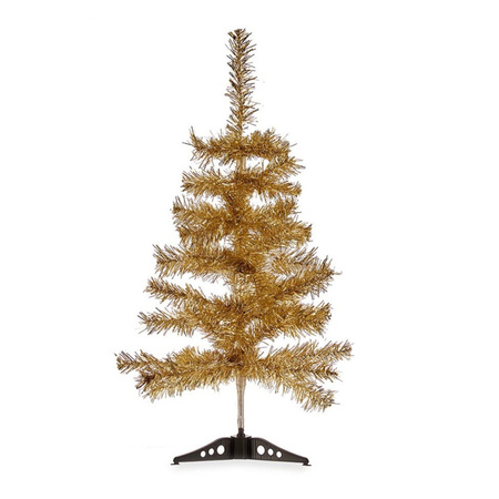 2x stuks kleine glitter bronzen kerstbomen van 60 cm