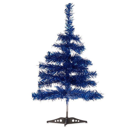 2x stuks kleine ijsblauwe kerstbomen van 60 cm
