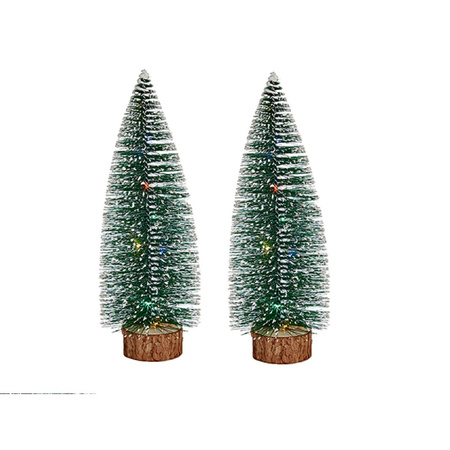 Krist+ Kleine decoraties kerstboompjes 2x stuks - 30 cm - met licht