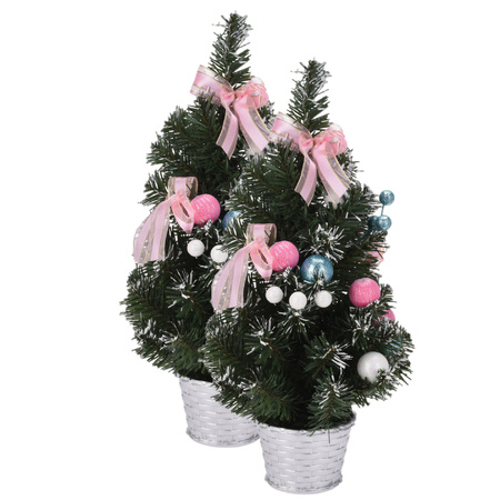 2x pieces artificial christmas trees green including decorations 40 cm