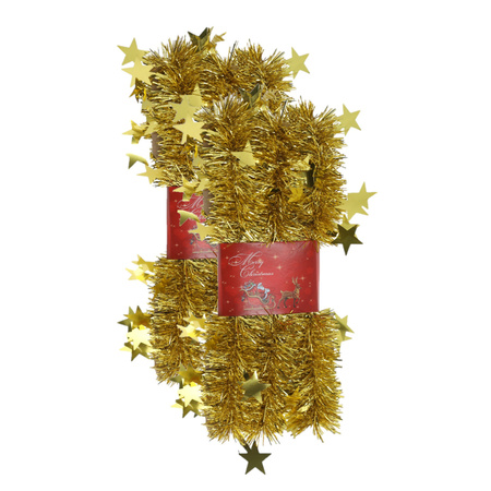 2x pcs christmas tree foil garlands stars gold 200 x 6,5 cm