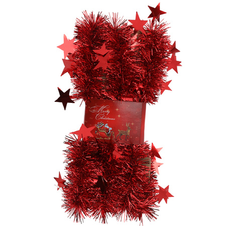 2x pcs christmas tree foil garlands stars red 200 x 6,5 cm