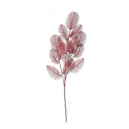 2x pieces red glitter ferns artificial flowers/branch 64 cm