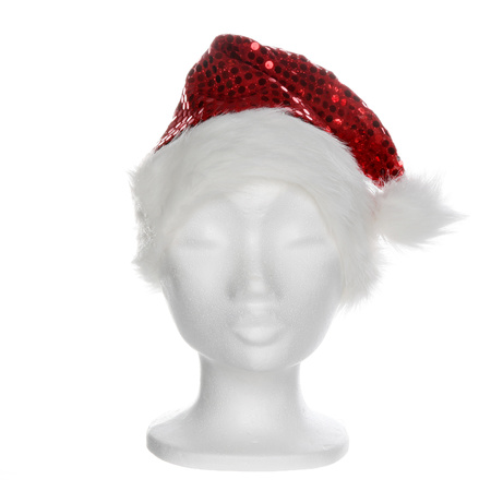 2x pieces red sequins christmas hats for adults