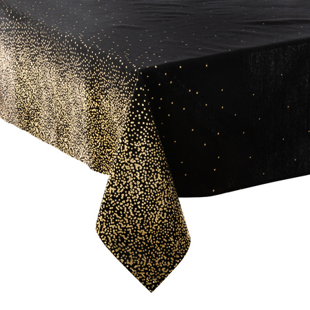 2x stuks tafelkleden/tafellakens zwart met gouden glitter van polyester/katoen formaat 140 x 240 cm