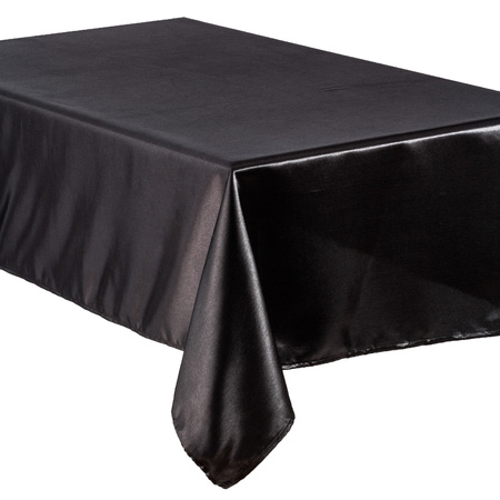 2x stuks tafelkleden/tafellakens zwart van polyester formaat 140 x 240 cm