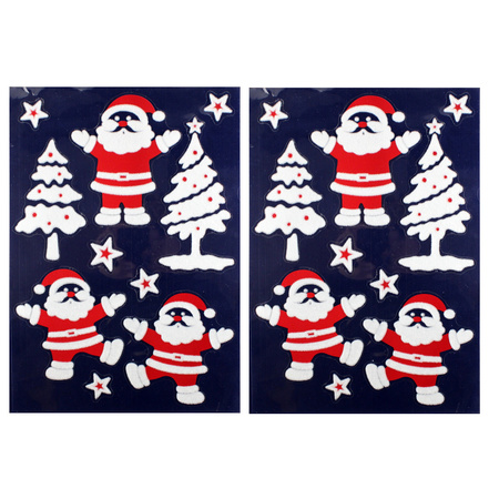 2x Sheet christmas window decoration stickers Santas 28,5 x 40 cm