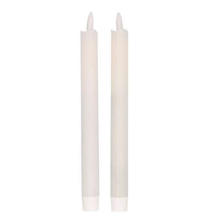 2x Kerstdiner/diner kaarsen wit LED 25,5 cm