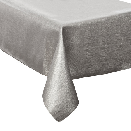 2x zakjes tafelkleden/tafellakens zilver sparkling effect van polyester formaat 140 x 240 cm