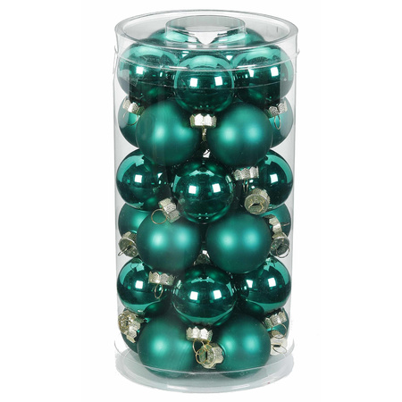 30x Dark green glass Christmas baubles 4 cm shiny and matte