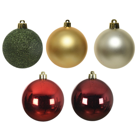Rood/goud/groene kerstballen set 6 cm