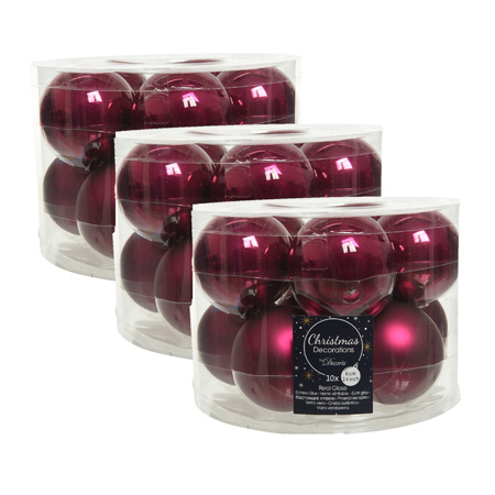 30x stuks glazen kerstballen framboos roze (magnolia) 6 cm mat/glans