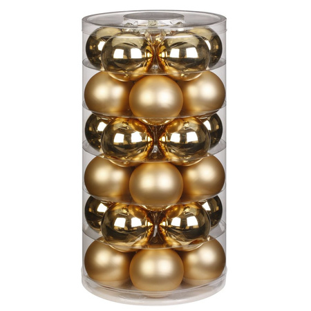 30x stuks glazen kerstballen goud 6 cm glans en mat