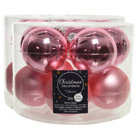 30x stuks glazen kerstballen lippenstift roze 6 cm mat/glans