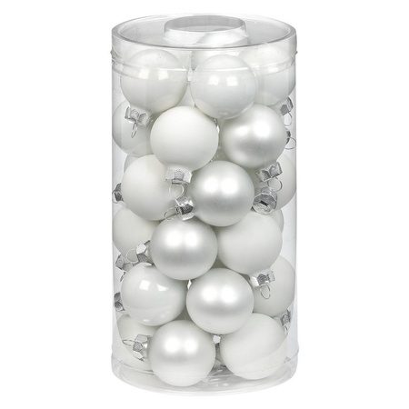 60x pcs glass christmas baubles white 4 and 6 cm shiny and matte