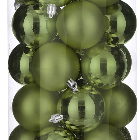 30x stuks kunststof kerstballen donkergroen 6 cm