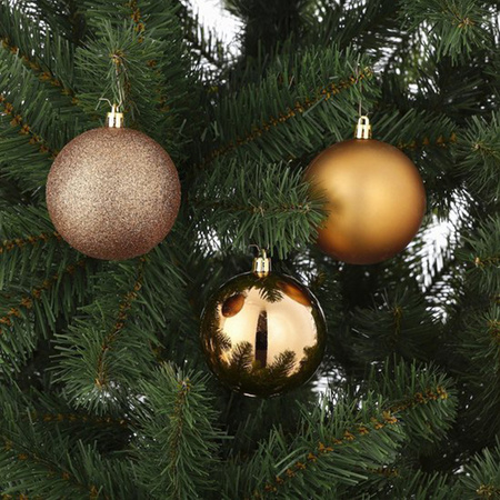 30x stuks kunststof kerstballen licht koper 6 cm kerstversiering
