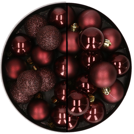 30x stuks kunststof kerstballen mahonie bruin 3 en 4 cm