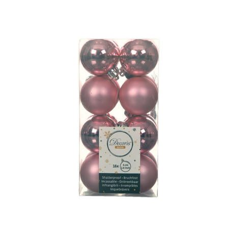 32x stuks kunststof kerstballen lippenstift roze 4 cm glans/mat