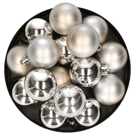 32x stuks kunststof kerstballen zilver 4 cm