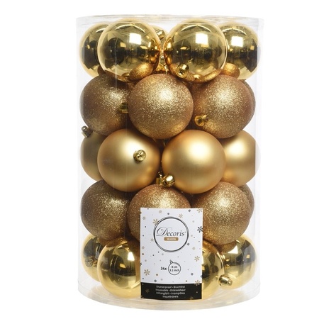 Gold Christmas balls 8 cm