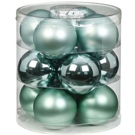 36x Mint groene glazen kerstballen 8 cm glans en mat
